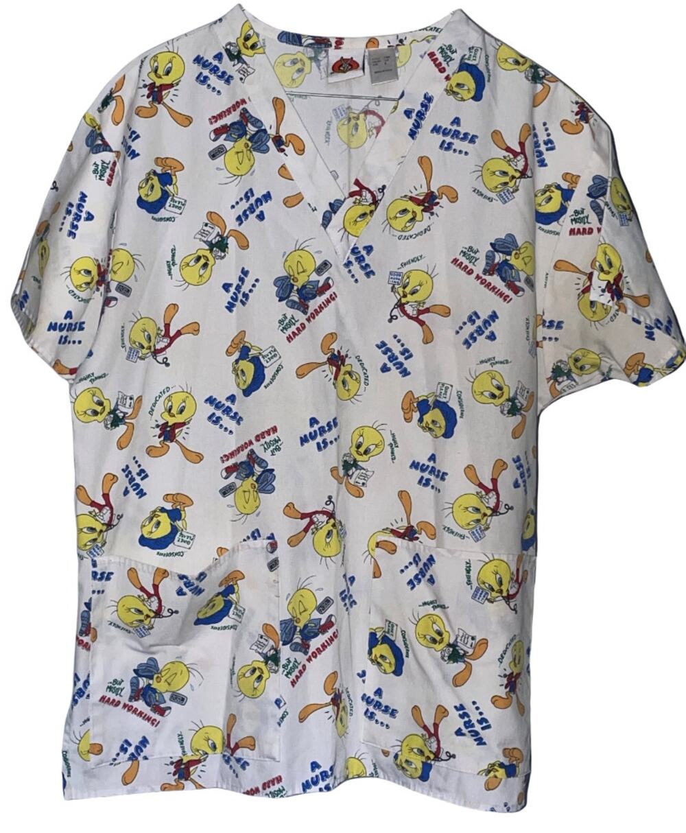 Looney Tunes Scrub top Sz S EUC Tweety Bird